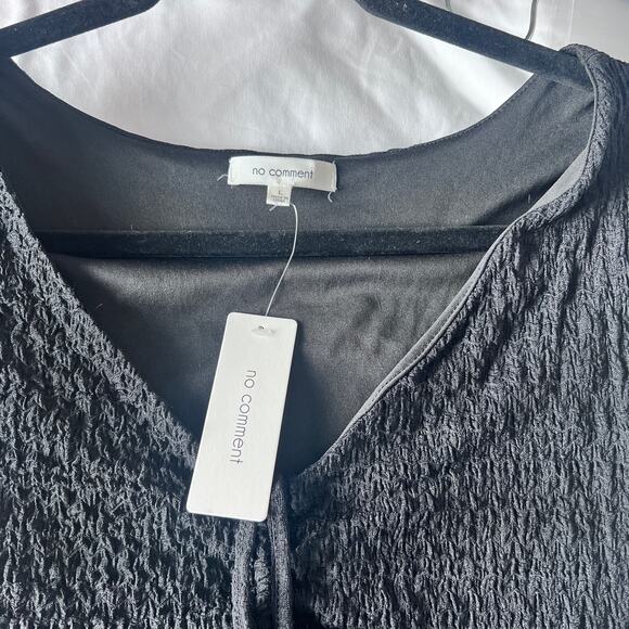 ✨NWT NO COMMENT Women’s Black Maxi Dress Lg Short Sleeve Smocked Bodice Goth - Picture 6 of 6